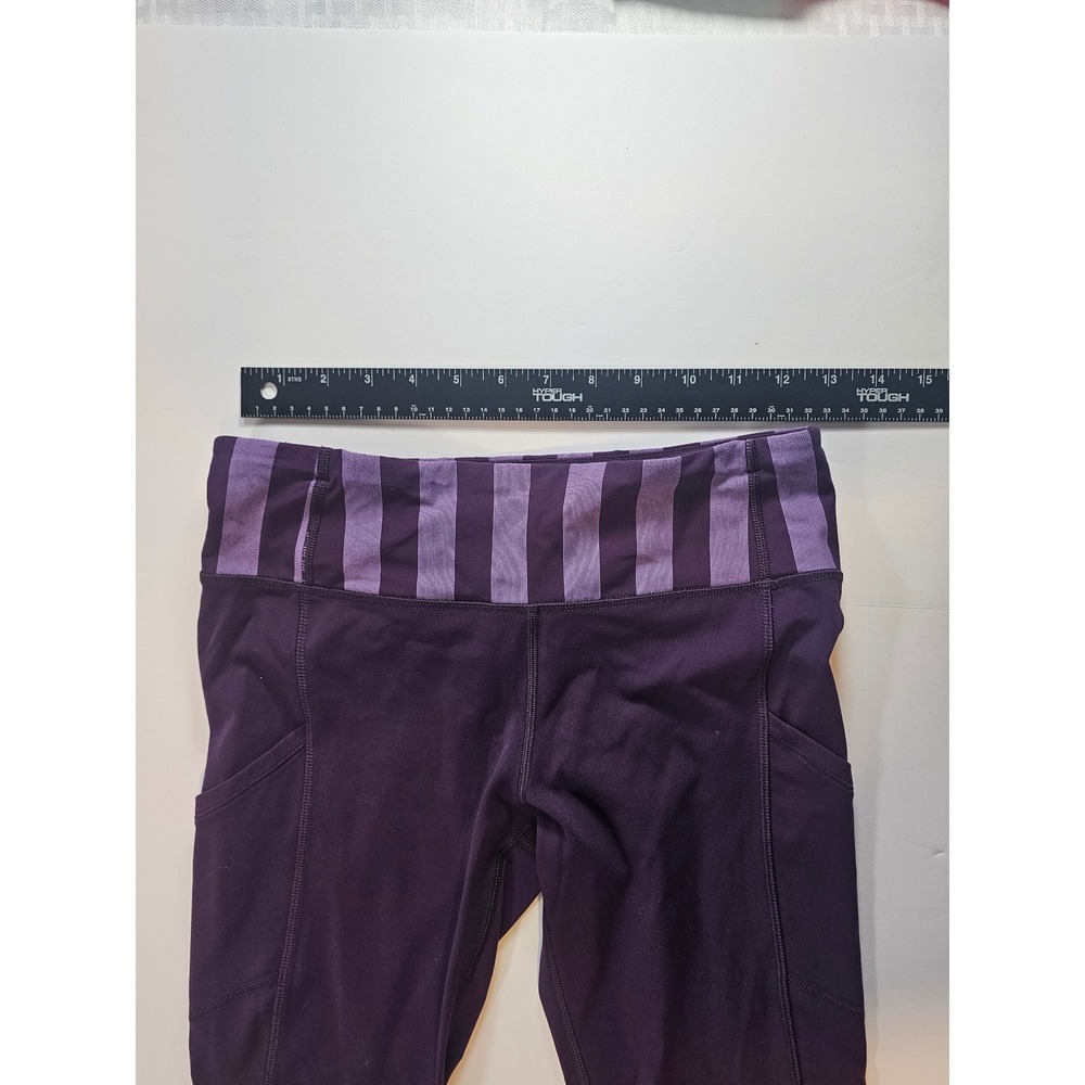 Lululemon Inspire Crop Leggings Women 4 Purple Mesh Ruched Running Pants - Picture 7 of 7